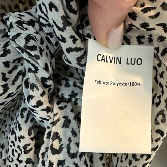 NWOT Calvin Luo | Black & White Animal Print Blouse Size Small - Picture 11 of 11